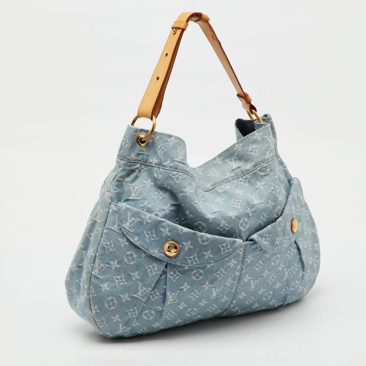 Pre Owned Louis Vuitton Monogram Blue Denim Daily GM Bag