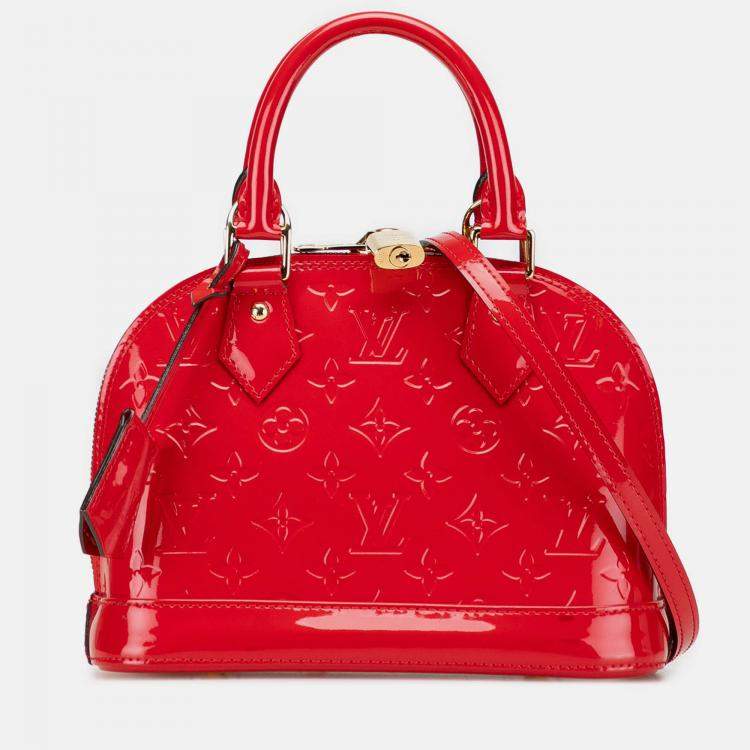 Pre Owned Louis Vuitton Red Monogram Vernis Alma BB