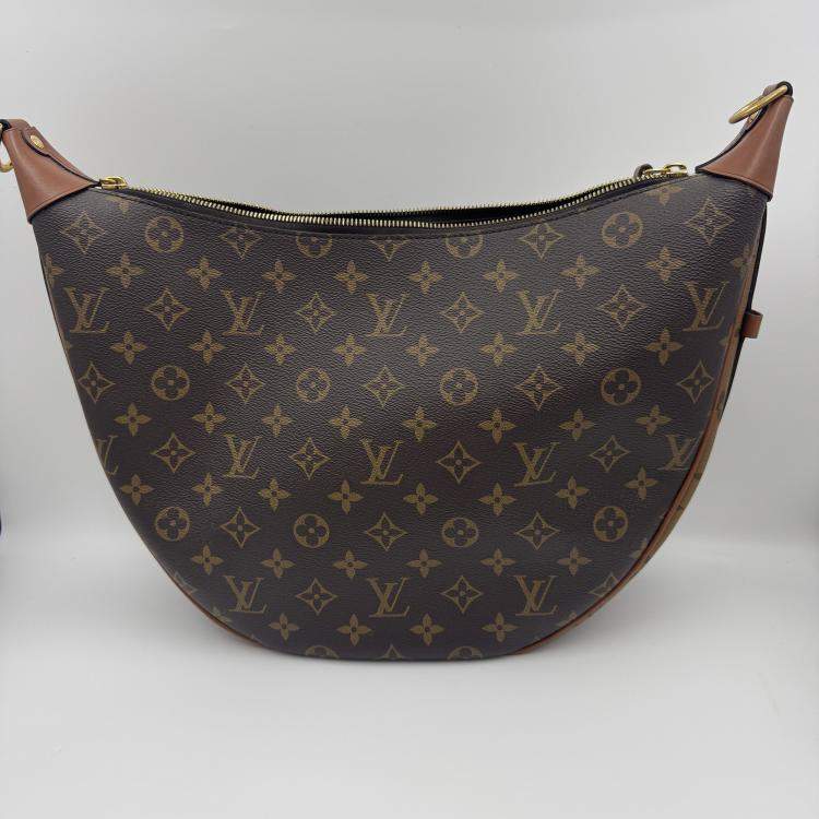 Pre Owned Louis Vuitton Loop Hobo Monogram Reverse Brown Coated Canvas Leather Shoulder Bag