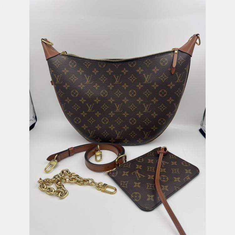 Pre Owned Louis Vuitton Loop Hobo Monogram Reverse Brown Coated Canvas Leather Shoulder Bag