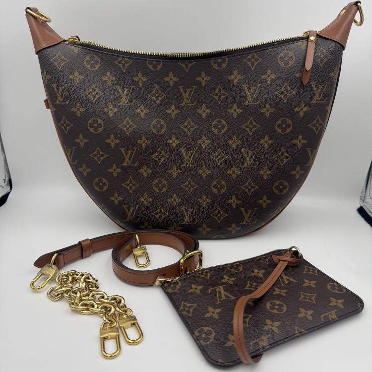Pre Owned Louis Vuitton Loop Hobo Monogram Reverse Brown Coated Canvas Leather Shoulder Bag