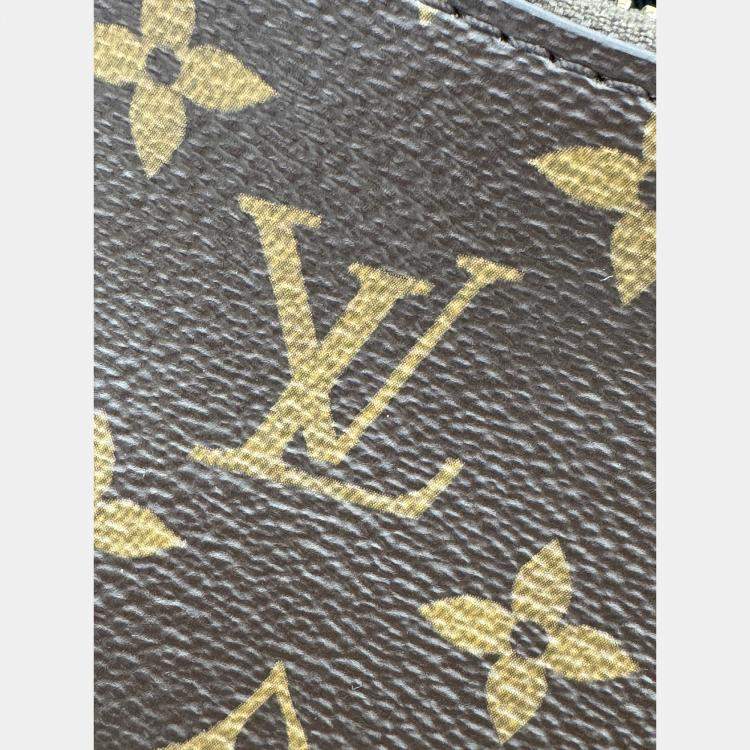 Pre Owned Louis Vuitton Boulogne Nm Handbag Coated Canvas And Leather Monogram Brown Black