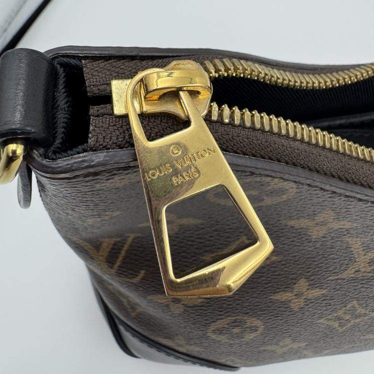 Pre Owned Louis Vuitton Boulogne Nm Handbag Coated Canvas And Leather Monogram Brown Black