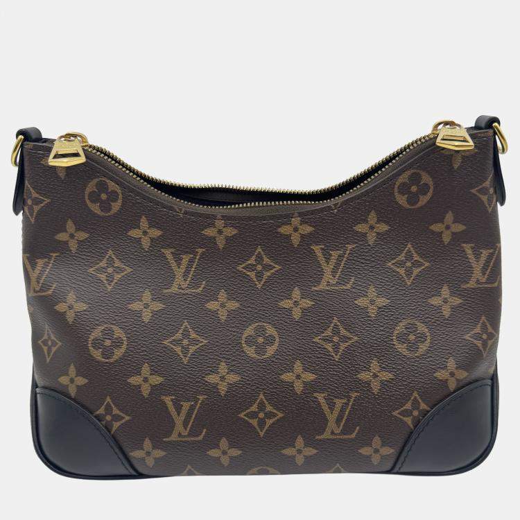 Pre Owned Louis Vuitton Boulogne Nm Handbag Coated Canvas And Leather Monogram Brown Black