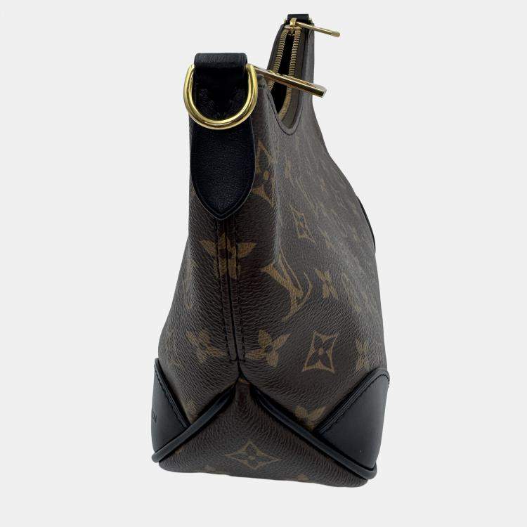 Pre Owned Louis Vuitton Boulogne Nm Handbag Coated Canvas And Leather Monogram Brown Black