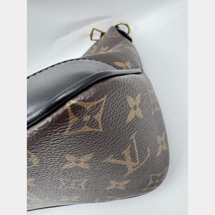 Pre Owned Louis Vuitton Boulogne Nm Handbag Coated Canvas And Leather Monogram Brown Black