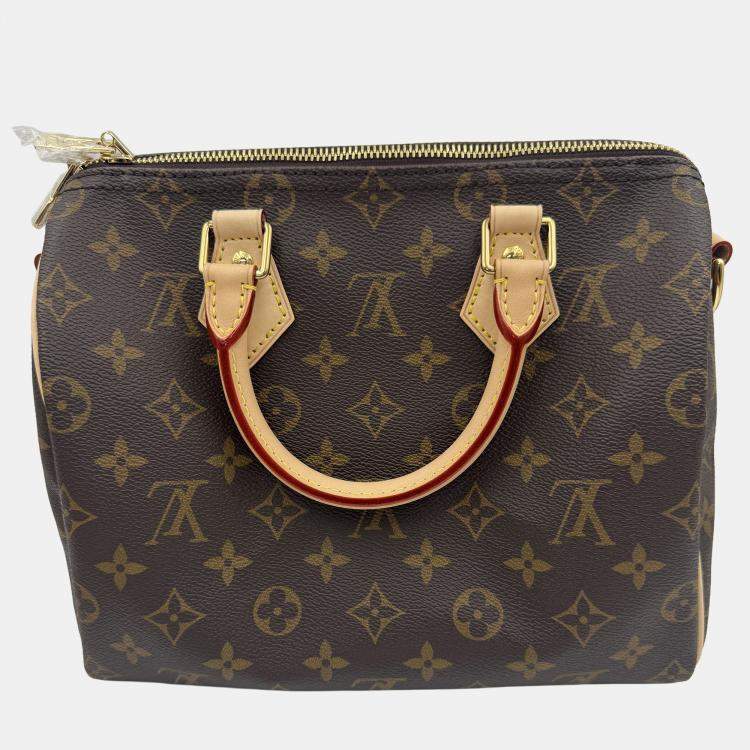 Pre Owned Louis Vuitton Speedy Bandouliere 25 Brown Monogram Canvas Shoulder Bag