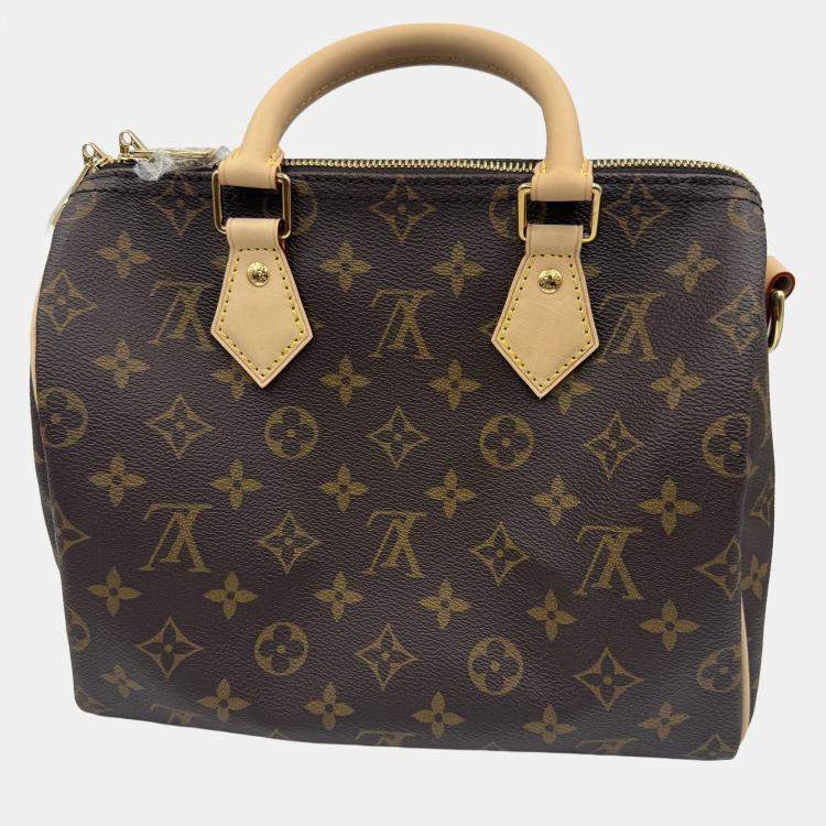 Pre Owned Louis Vuitton Speedy Bandouliere 25 Brown Monogram Canvas Shoulder Bag