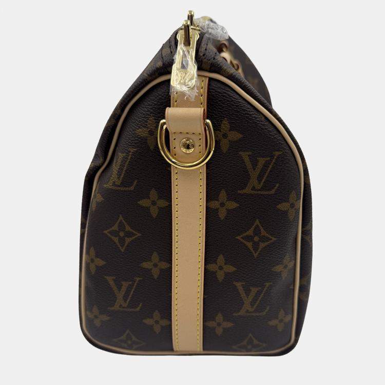 Pre Owned Louis Vuitton Speedy Bandouliere 25 Brown Monogram Canvas Shoulder Bag