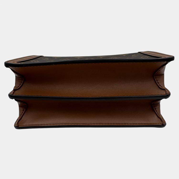Pre Owned Louis Vuitton Dauphine Mini Shoulder Bag Coated Canvas And Leather Monogram Reverse Brown Beige