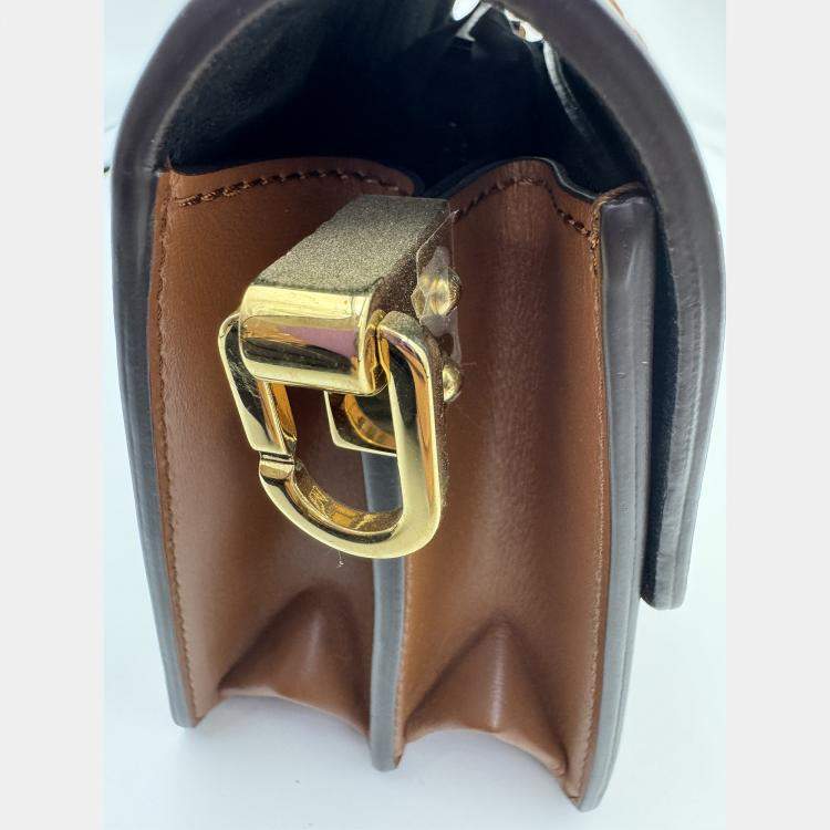 Pre Owned Louis Vuitton Dauphine Mini Shoulder Bag Coated Canvas And Leather Monogram Reverse Brown Beige