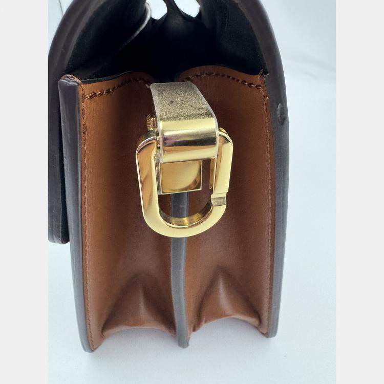 Pre Owned Louis Vuitton Dauphine Mini Shoulder Bag Coated Canvas And Leather Monogram Reverse Brown Beige