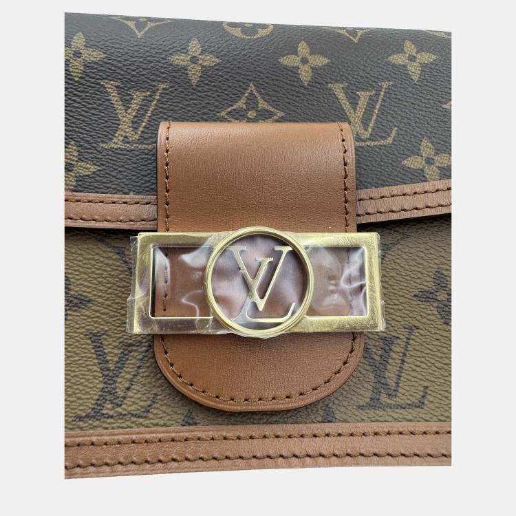 Pre Owned Louis Vuitton Dauphine Mini Shoulder Bag Coated Canvas And Leather Monogram Reverse Brown Beige