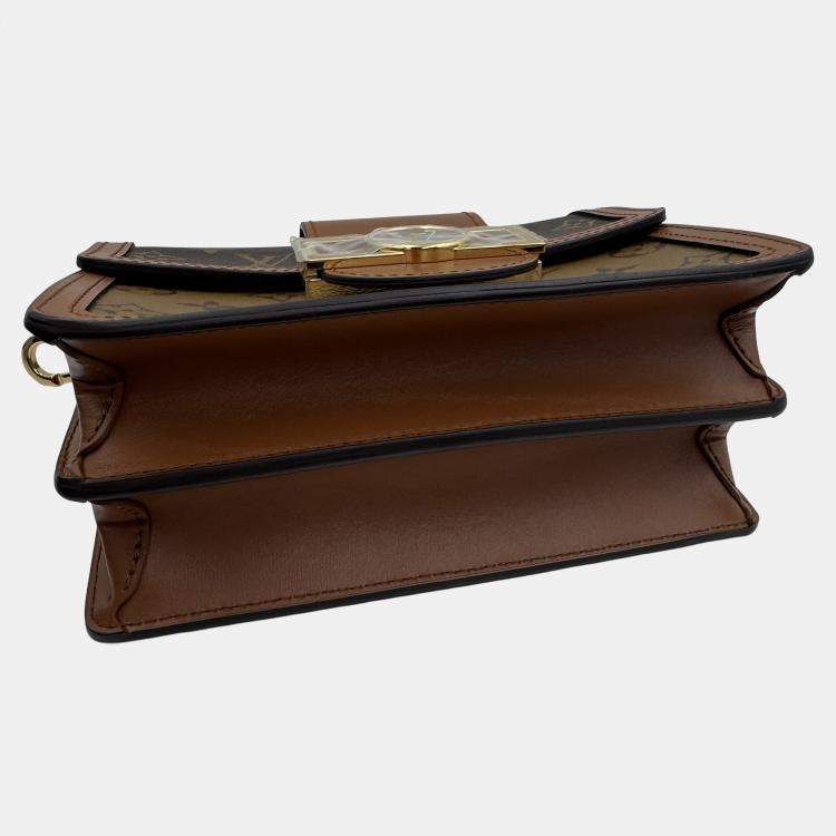 Pre Owned Louis Vuitton Dauphine Mini Shoulder Bag Coated Canvas And Leather Monogram Reverse Brown Beige