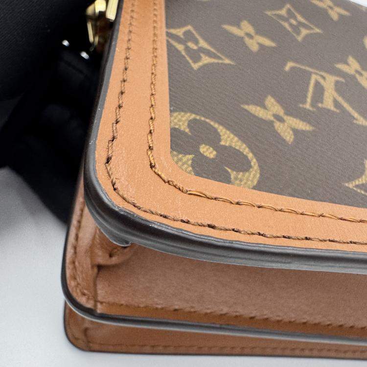 Pre Owned Louis Vuitton Dauphine Mini Shoulder Bag Coated Canvas And Leather Monogram Reverse Brown Beige