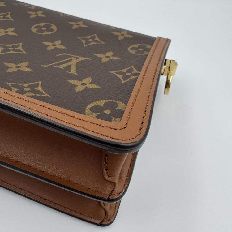 Pre Owned Louis Vuitton Dauphine Mini Shoulder Bag Coated Canvas And Leather Monogram Reverse Brown Beige