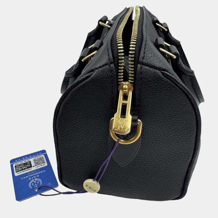 Pre Owned Louis Vuitton Speedy Bandouliere 20 Black Monogram Empreinte Giant Leather Shoulder Bag