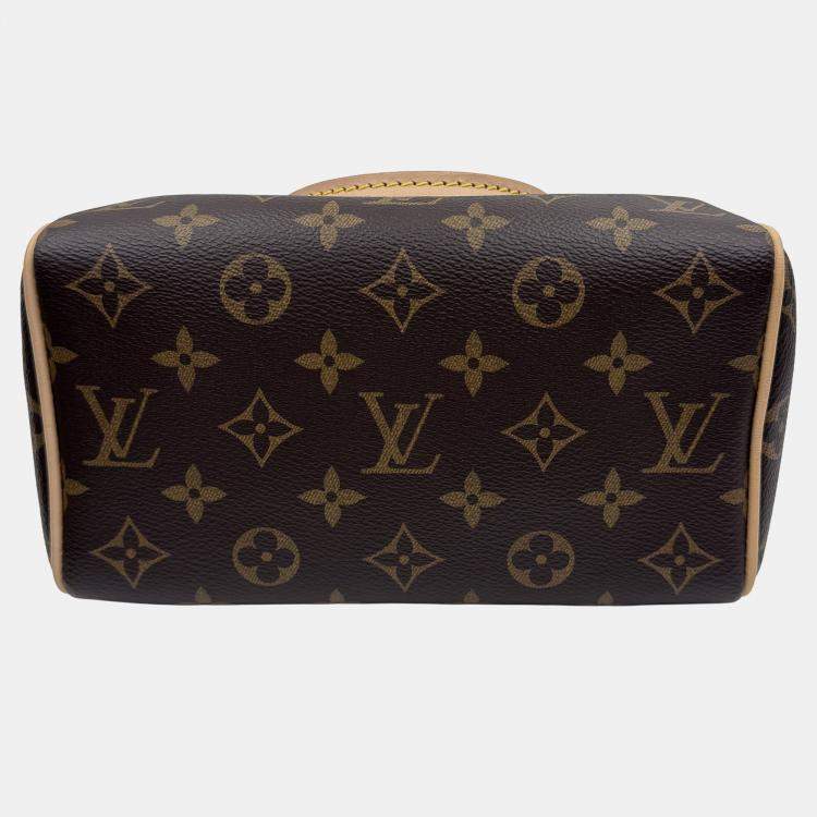 Pre Owned Louis Vuitton Speedy Bandouliere 20 Beige Monogram Canvas Top Handle Bag