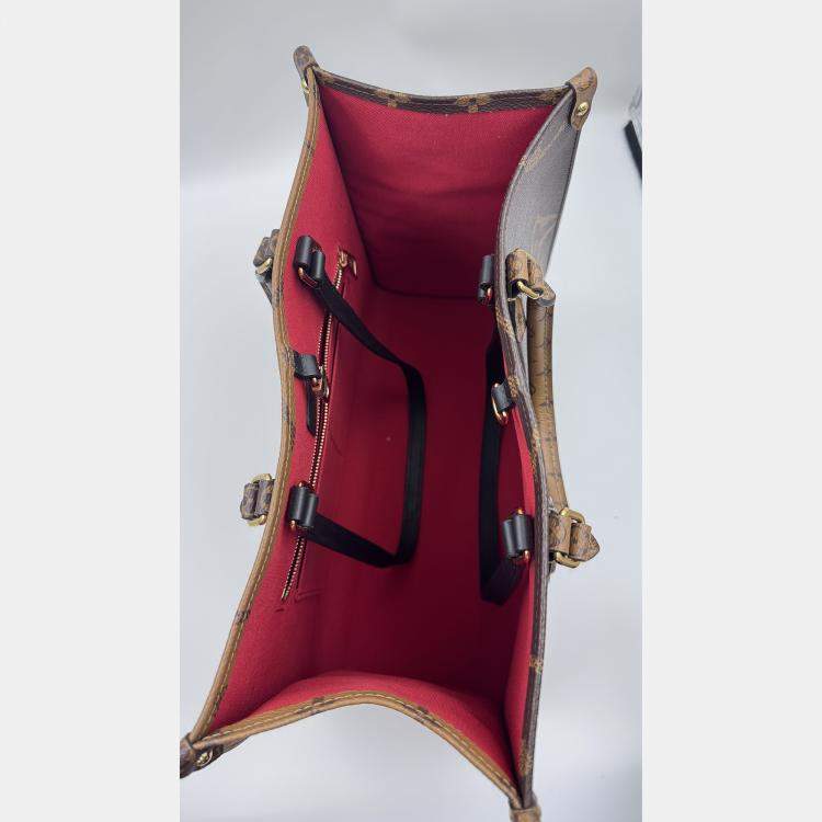 Pre Owned Louis Vuitton Brown Monogram Giant Reverse Canvas Onthego MM Bag