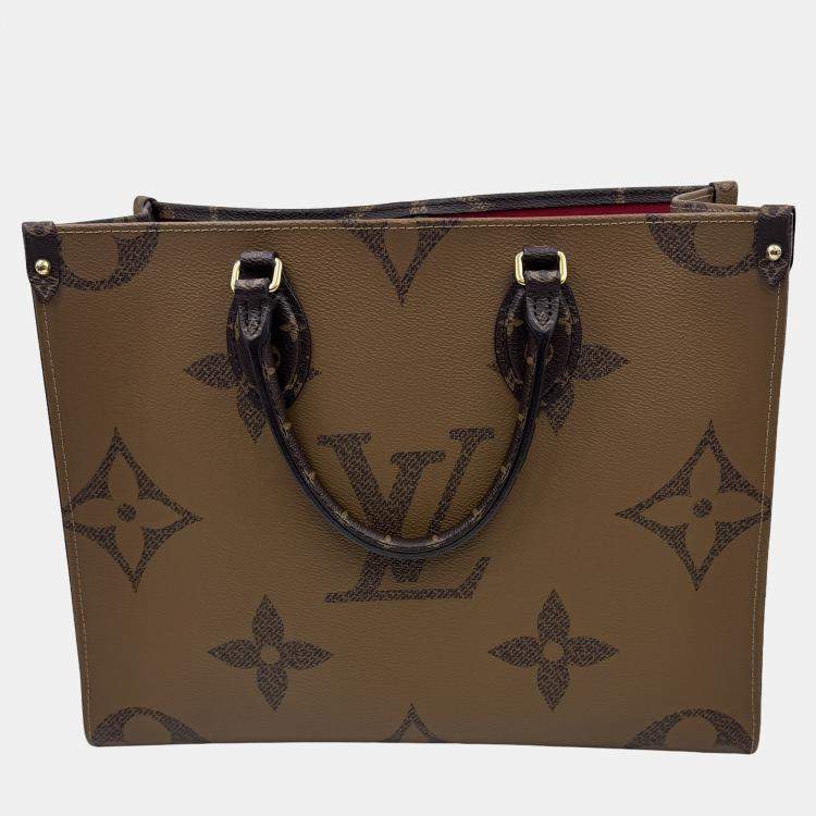 Pre Owned Louis Vuitton Brown Monogram Giant Reverse Canvas Onthego MM Bag