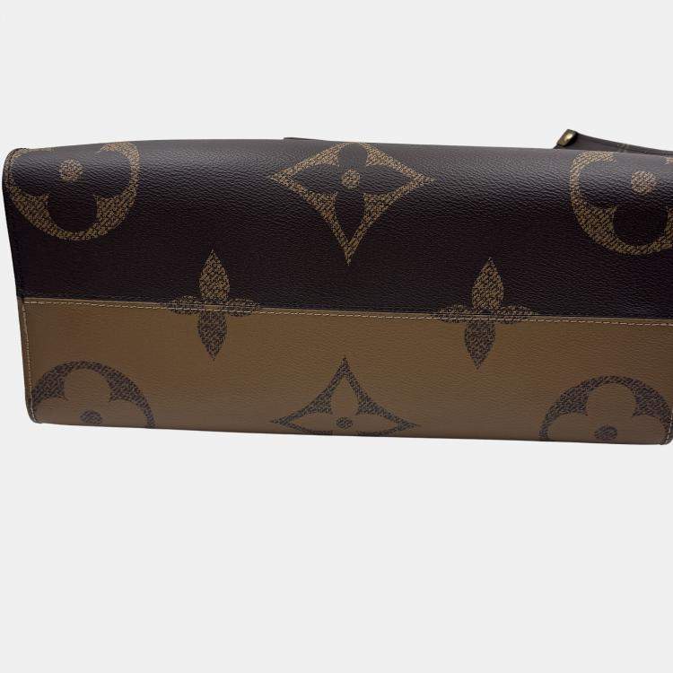 Pre Owned Louis Vuitton Brown Monogram Giant Reverse Canvas Onthego MM Bag