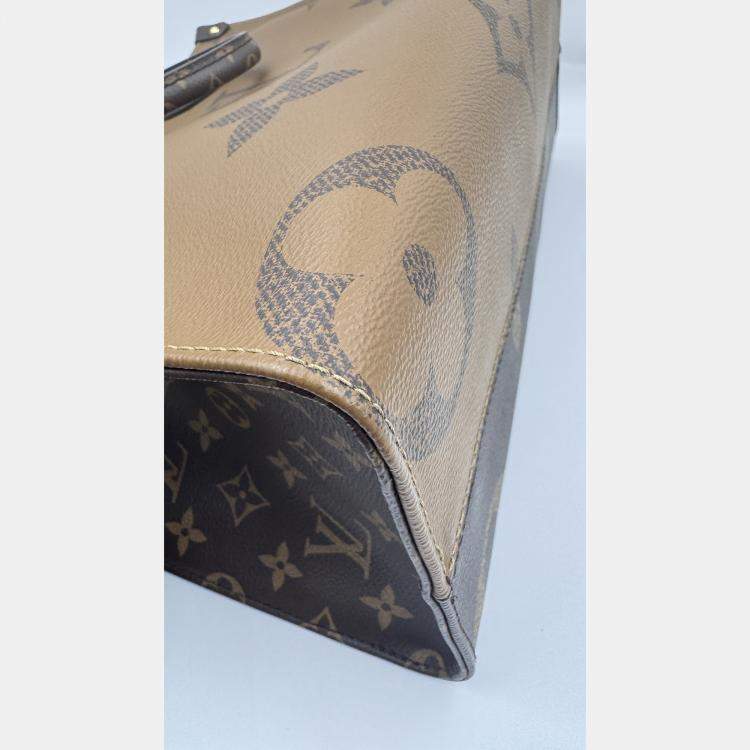 Pre Owned Louis Vuitton Brown Monogram Giant Reverse Canvas Onthego MM Bag