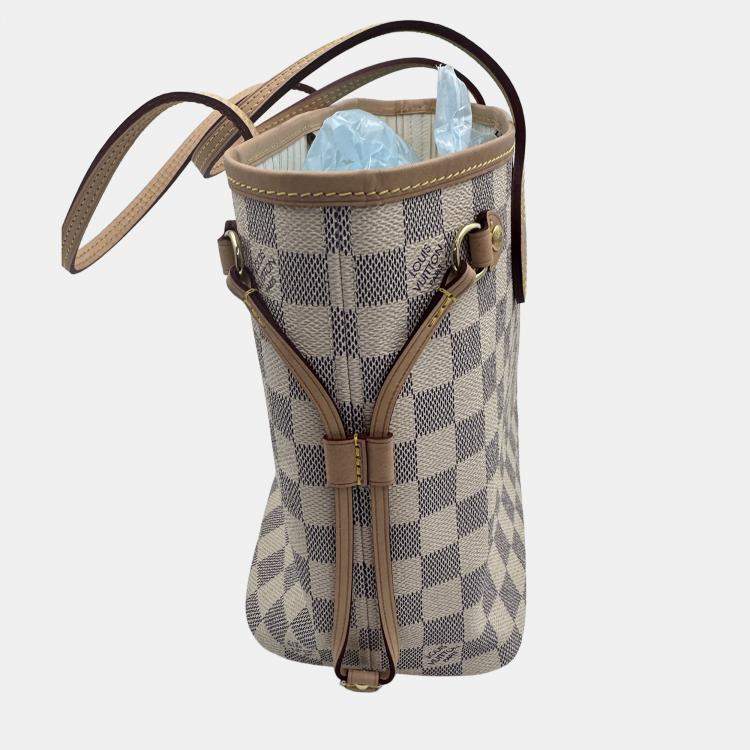 Pre Owned Louis Vuitton Damier Azur White Canvas Neverfull PM Bag