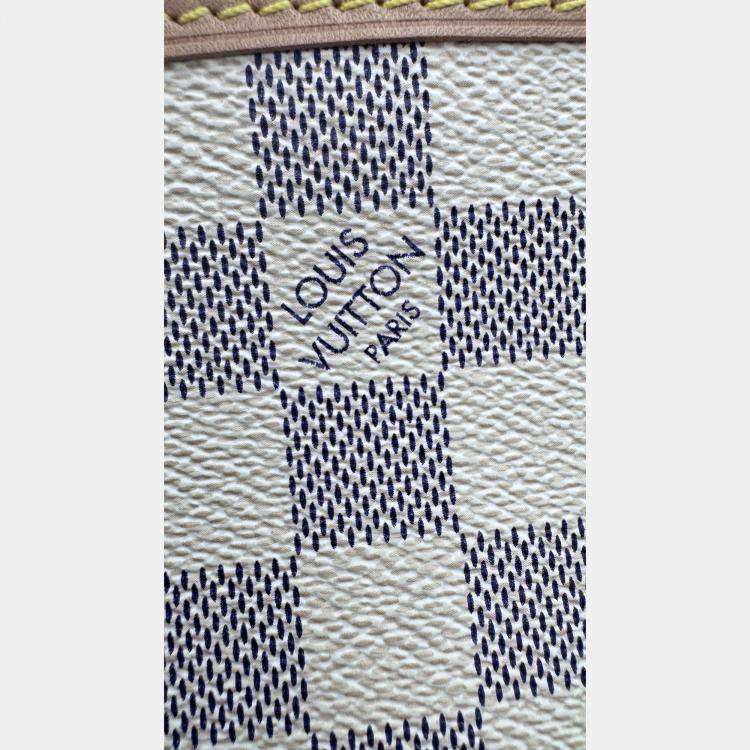 Pre Owned Louis Vuitton Damier Azur White Canvas Neverfull PM Bag