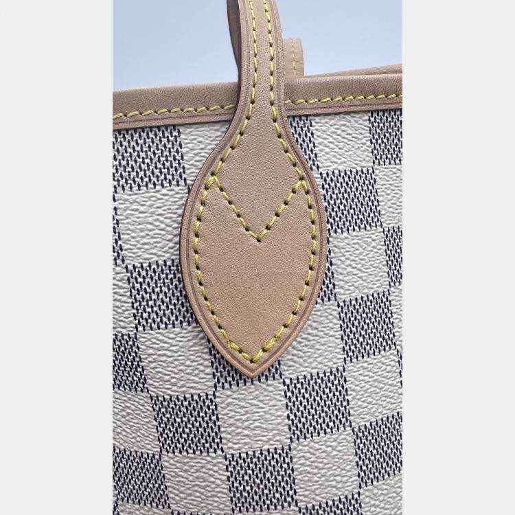 Pre Owned Louis Vuitton Damier Azur White Canvas Neverfull PM Bag