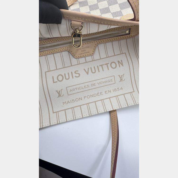 Pre Owned Louis Vuitton Damier Azur White Canvas Neverfull PM Bag
