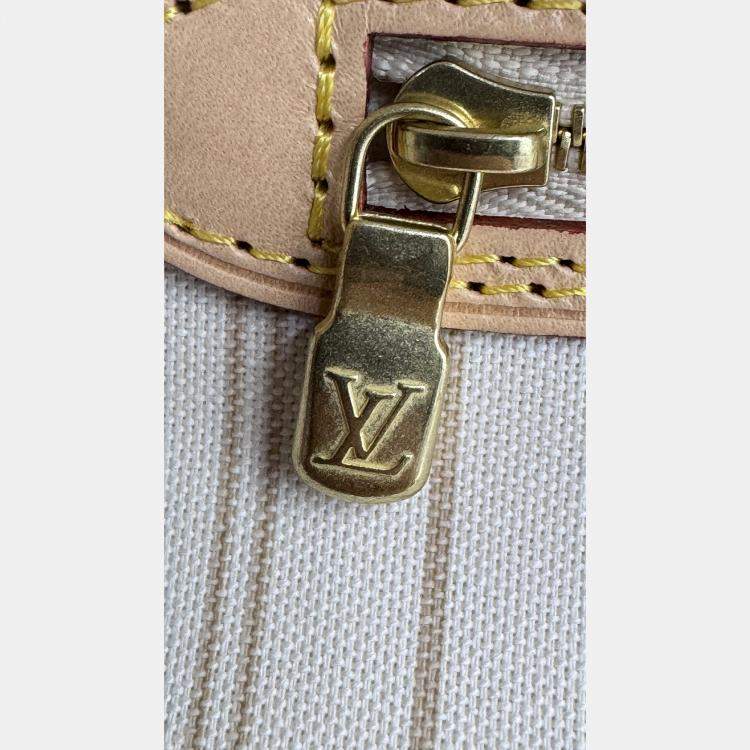 Pre Owned Louis Vuitton Damier Azur White Canvas Neverfull PM Bag