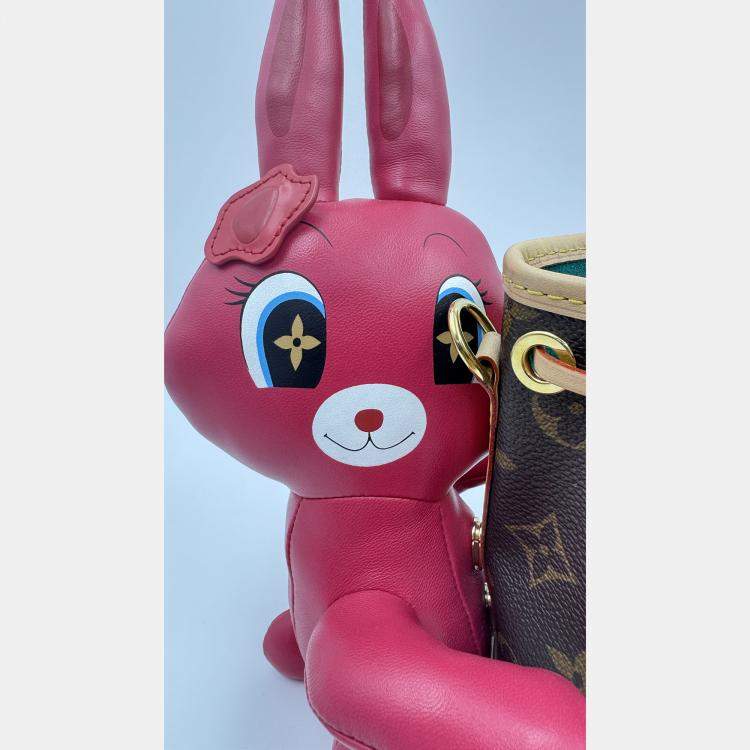 Pre Owned Louis Vuitton Nano Noe Fuschia Brown Monogram Coated Canvas Bucket Bag