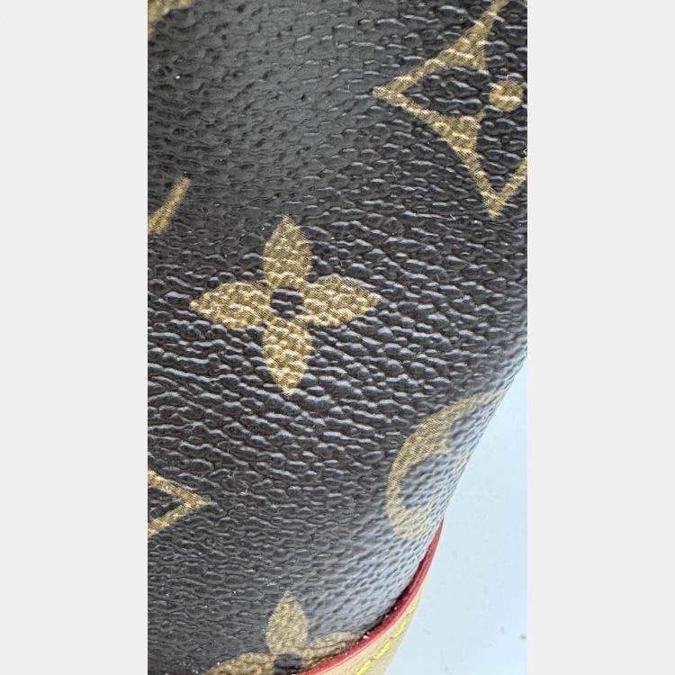 Pre Owned Louis Vuitton Nano Noe Fuschia Brown Monogram Coated Canvas Bucket Bag