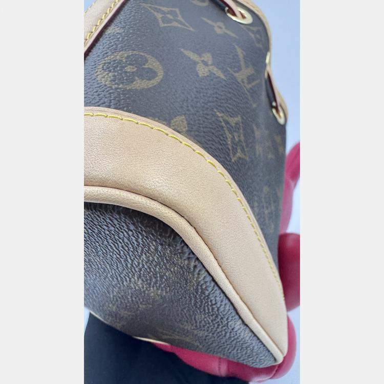 Pre Owned Louis Vuitton Nano Noe Fuschia Brown Monogram Coated Canvas Bucket Bag