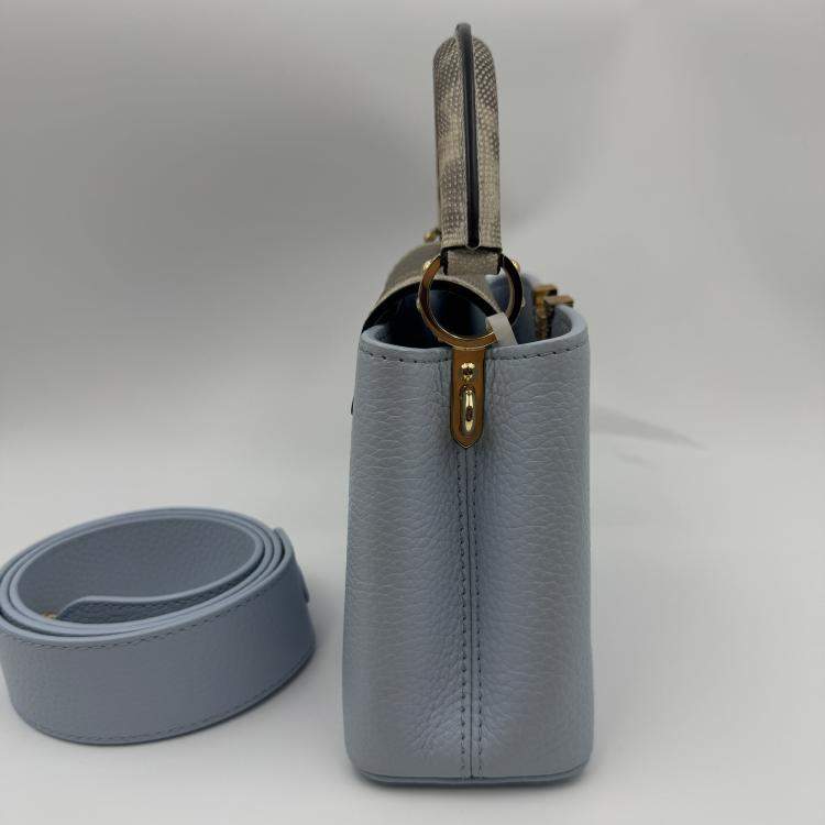 Pre Owned Louis Vuitton Blue Leather Mini Capucines Bag