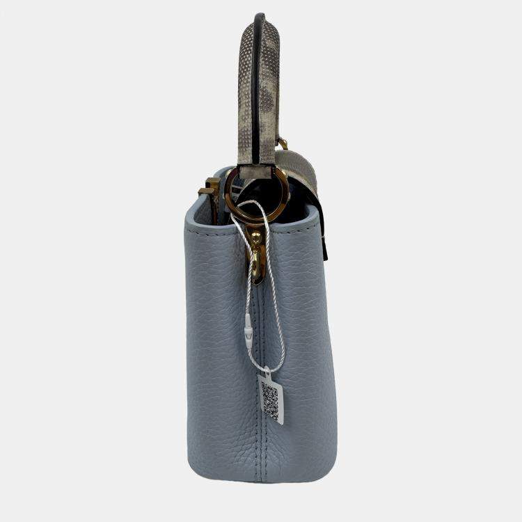 Pre Owned Louis Vuitton Blue Leather Mini Capucines Bag