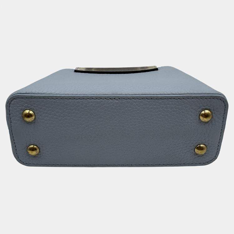 Pre Owned Louis Vuitton Blue Leather Mini Capucines Bag