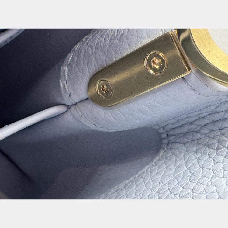 Pre Owned Louis Vuitton Blue Leather Mini Capucines Bag