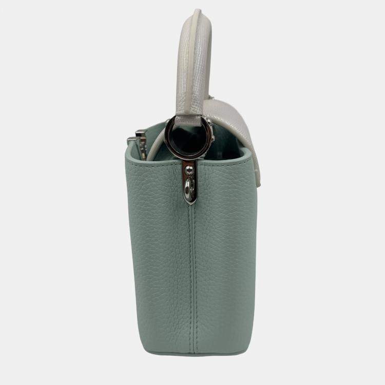 Pre Owned Louis Vuitton Mint Green Leather Mini Capucines Bag
