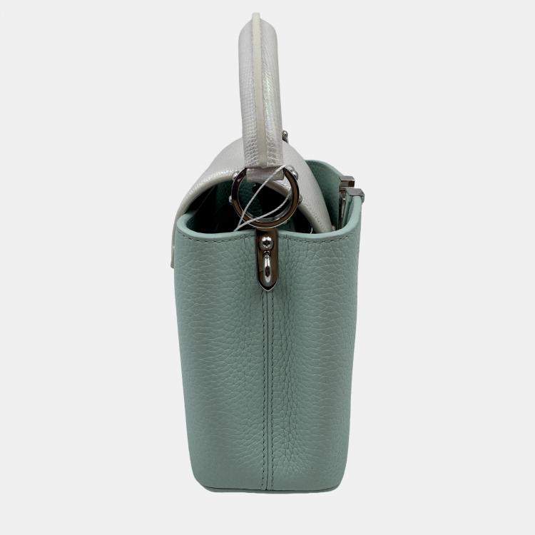 Pre Owned Louis Vuitton Mint Green Leather Mini Capucines Bag
