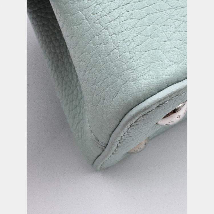 Pre Owned Louis Vuitton Mint Green Leather Mini Capucines Bag