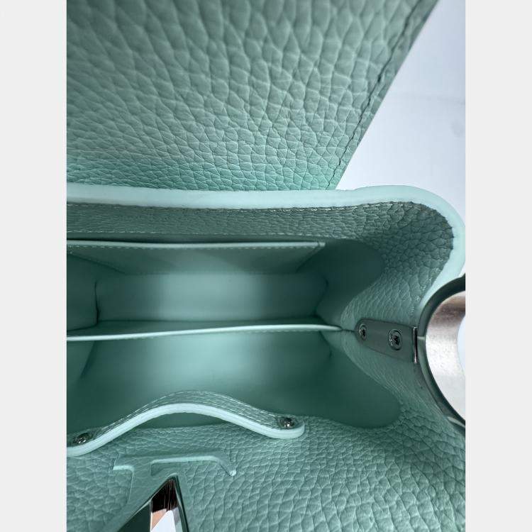 Pre Owned Louis Vuitton Mint Green Leather Mini Capucines Bag