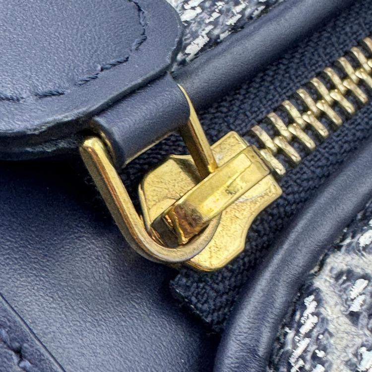 Pre Owned Louis Vuitton Grey Denim Leather Side Trunk Bag