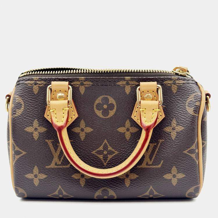 Pre Owned Louis Vuitton Speedy Nano Brown Monogram Canvas Handbag
