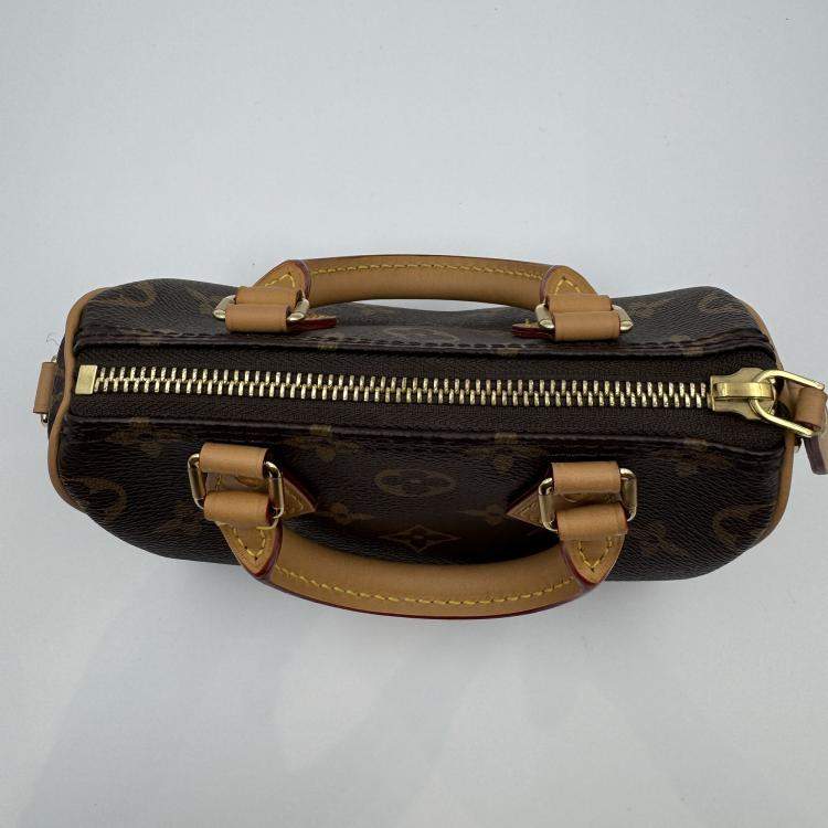 Pre Owned Louis Vuitton Speedy Nano Brown Monogram Canvas Handbag