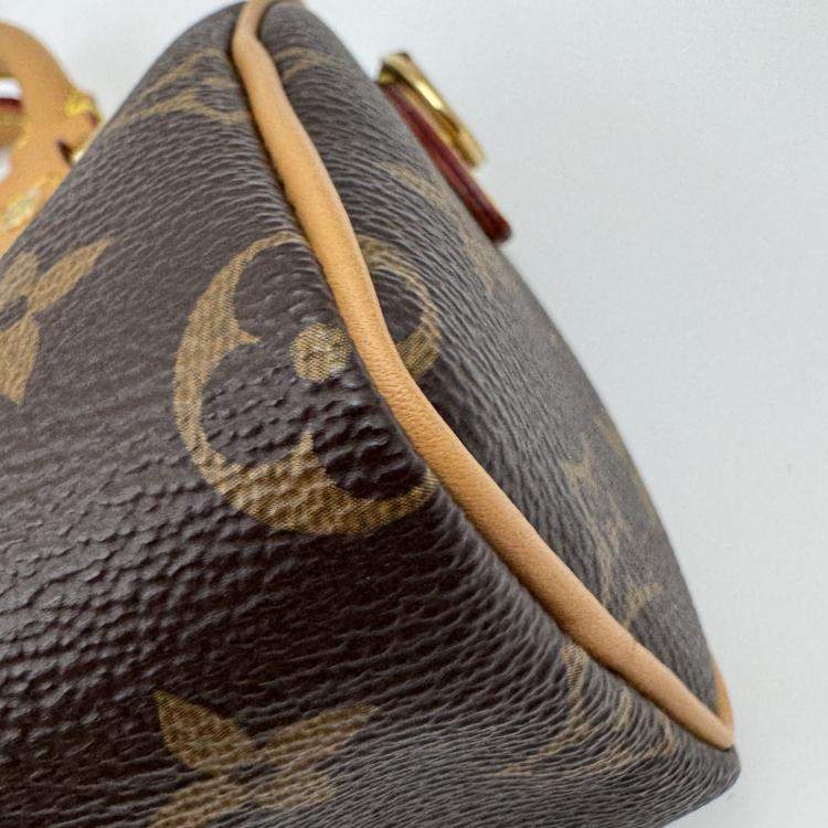 Pre Owned Louis Vuitton Speedy Nano Brown Monogram Canvas Handbag