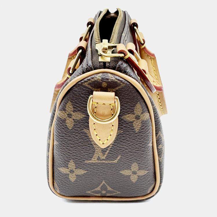 Pre Owned Louis Vuitton Speedy Nano Brown Monogram Canvas Handbag