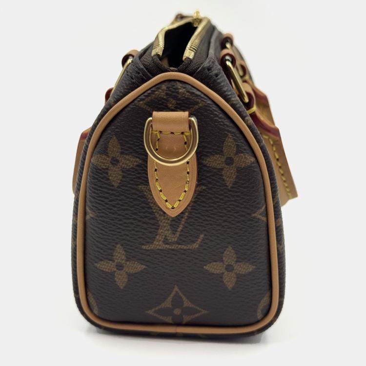 Pre Owned Louis Vuitton Speedy Nano Brown Monogram Canvas Handbag
