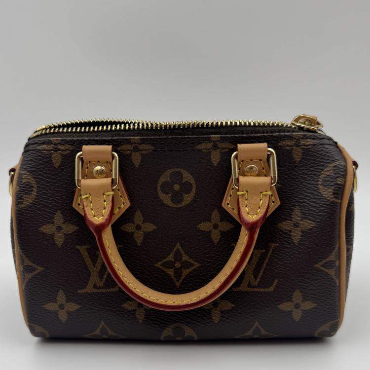Pre Owned Louis Vuitton Speedy Nano Brown Monogram Canvas Handbag
