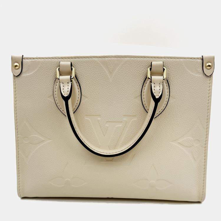Pre Owned Louis Vuitton Onthego white Monogram Empreinte Leather Size PM